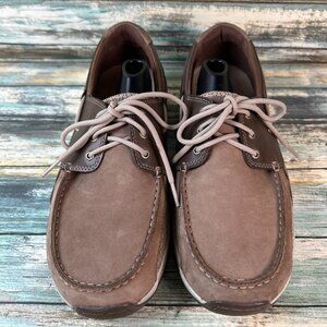 Dunham Boat Shoe Captain Mens Sz 9XXW Tan Leather Lace Up Comfort Preppy Loafers